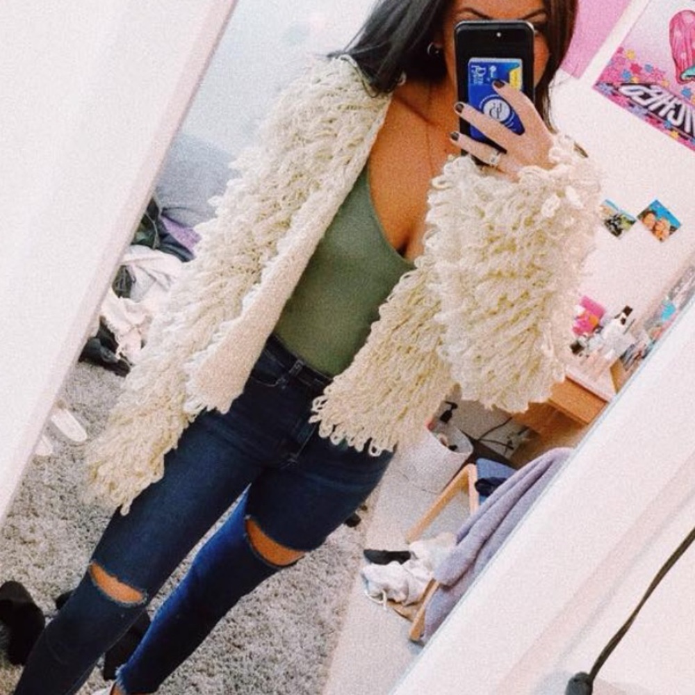 Fuzzy cream jacket